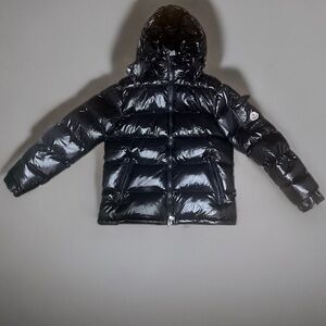 Moncler Shiny Black Quilted Hooded Down Jacket